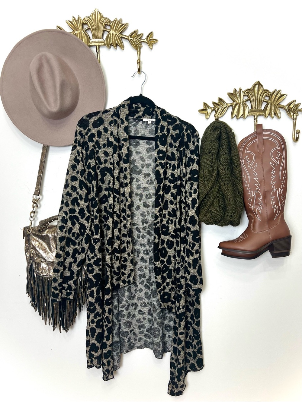 Animal print open from flowy cardigan sweater L ptp 21”